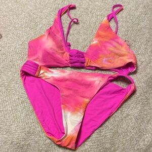 REVERSIBLE Pink and Orange Tie dye Tinibikini Bikini NWOT 🩷🧡